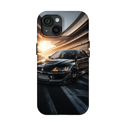 Mitsubishi Lancer Evolution Black Track Sunset