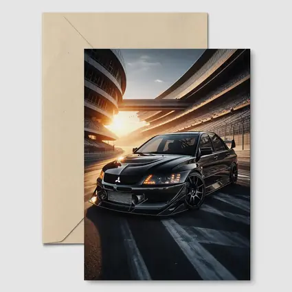 Mitsubishi Lancer Evolution Black Track Sunset