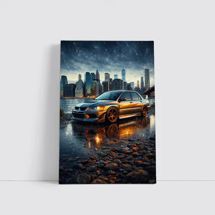 Mitsubishi Lancer Evolution Rainy City Night