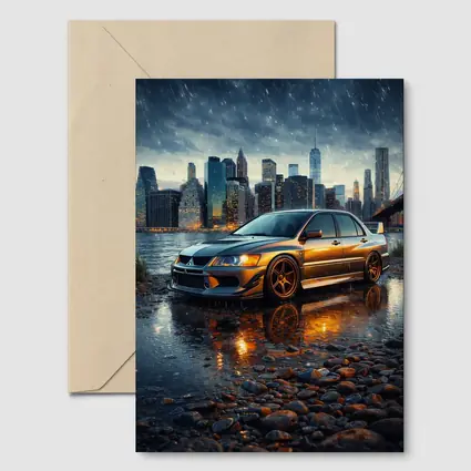 Mitsubishi Lancer Evolution Rainy City Night