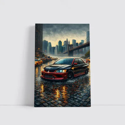Mitsubishi Lancer Evolution Rainy City Street