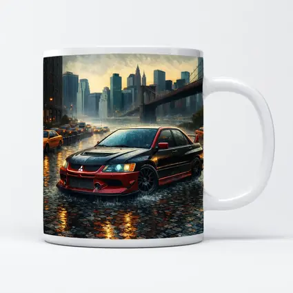 Mitsubishi Lancer Evolution Rainy City Street