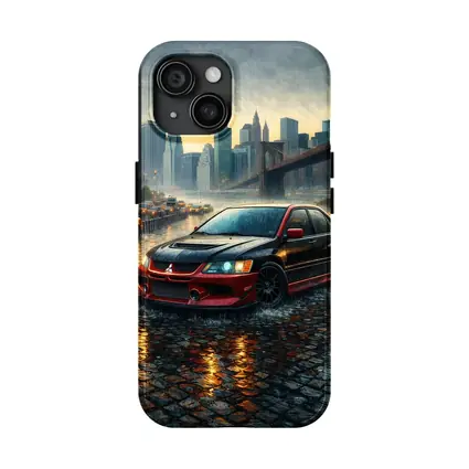 Mitsubishi Lancer Evolution Rainy City Street