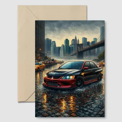 Mitsubishi Lancer Evolution Rainy City Street