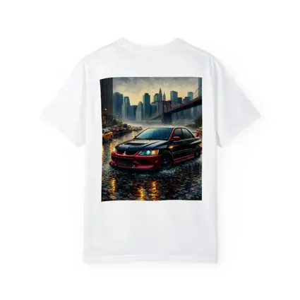 Mitsubishi Lancer Evolution Rainy City Street