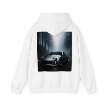 Nissan 350Z Driving Through Foggy Forest Road
