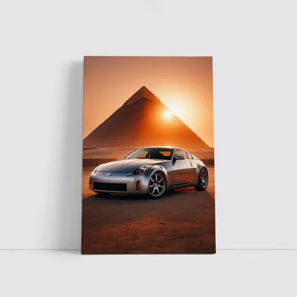 Nissan 350Z Silver Sports Car Egypt Pyramids