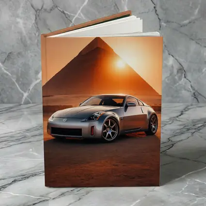 Nissan 350Z Silver Sports Car Egypt Pyramids