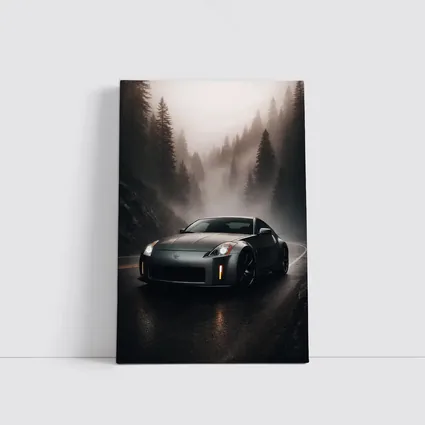 Nissan 350Z Driving Foggy Forest Road