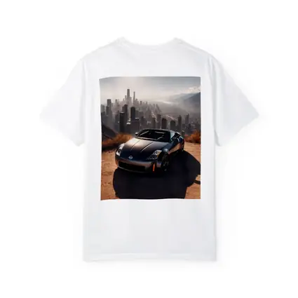Nissan 350Z Parked Above Hazy City Skyline