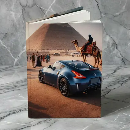 Nissan 370Z Blue Coupe Egypt Pyramids