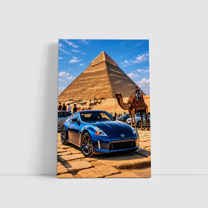 Nissan 370Z Blue Sports Car Egypt Pyramids