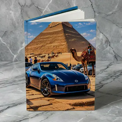 Nissan 370Z Blue Sports Car Egypt Pyramids