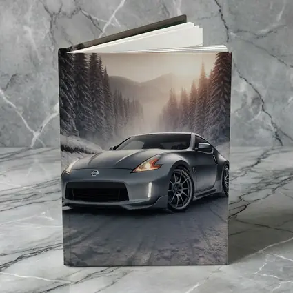 Nissan 370Z Silver Sports Car Winter Forest