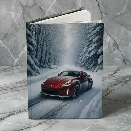 Nissan 370Z Red Sports Car Snowy Forest