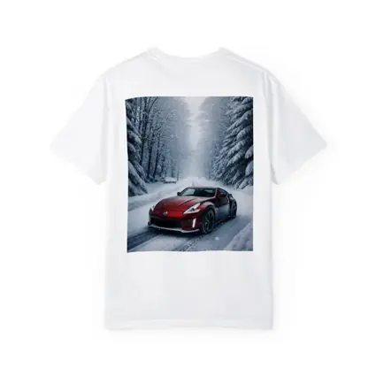 Nissan 370Z Red Sports Car Snowy Forest