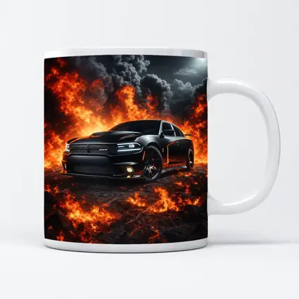 Dodge Charger SRT Black Flames Night Scene
