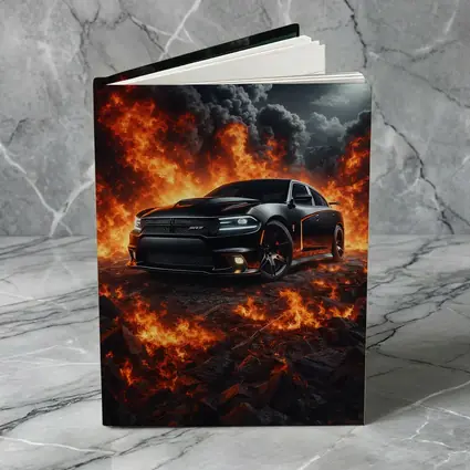 Dodge Charger SRT Black Flames Night Scene