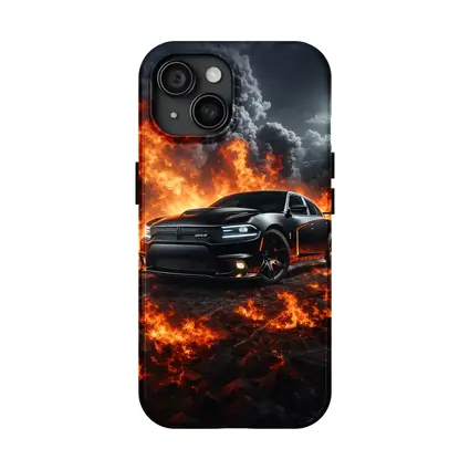 Dodge Charger SRT Black Flames Night Scene