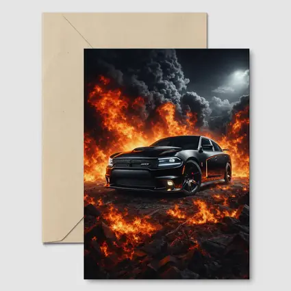 Dodge Charger SRT Black Flames Night Scene
