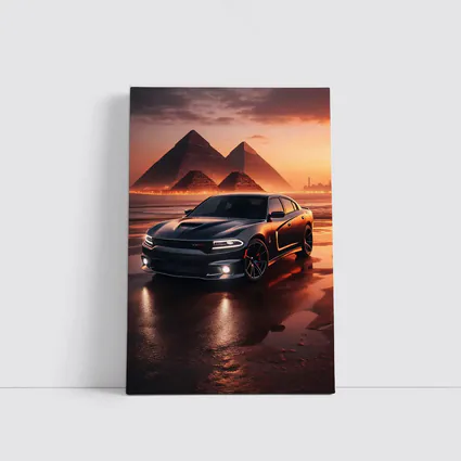 Dodge Charger SRT Black Egypt Pyramids Sunset
