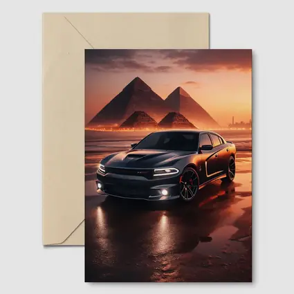 Dodge Charger SRT Black Egypt Pyramids Sunset