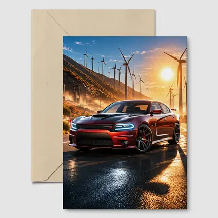 Dodge Charger SRT Red Sunset Wind Farm