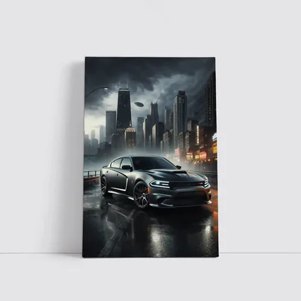 Dodge Charger SRT Dark Rainy City Street