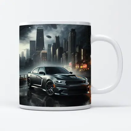 Dodge Charger SRT Dark Rainy City Street