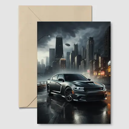 Dodge Charger SRT Dark Rainy City Street