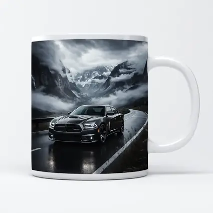 Dodge Charger Black Road Stormy Mountain Drive