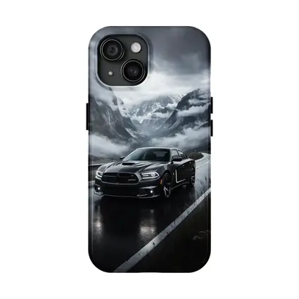 Dodge Charger Black Road Stormy Mountain Drive