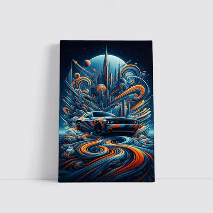Dodge Challenger SRT8 Futuristic Abstract City Art