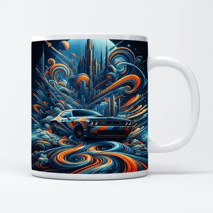 Dodge Challenger SRT8 Futuristic Abstract City Art