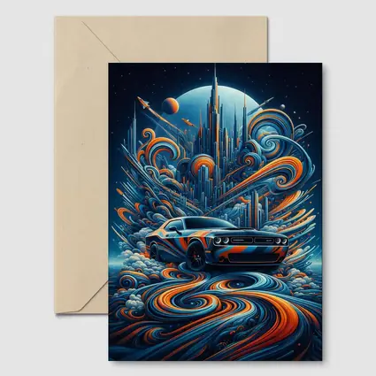 Dodge Challenger SRT8 Futuristic Abstract City Art
