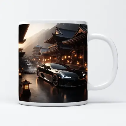 Lexus LFA Black Sports Car Japanese Temple