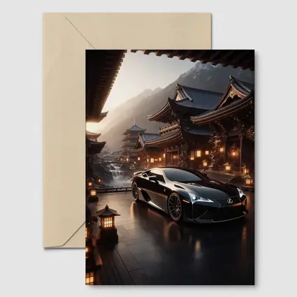 Lexus LFA Black Sports Car Japanese Temple