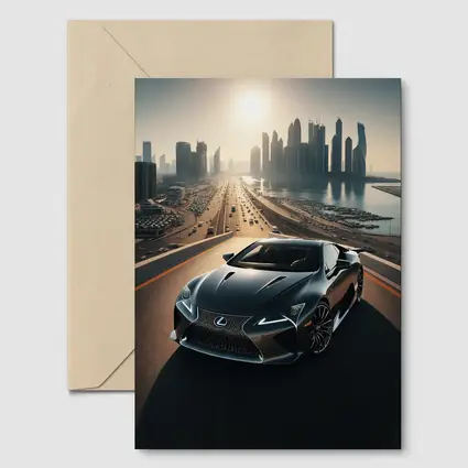 Lexus LC Dubai Skyline Sunset Drive