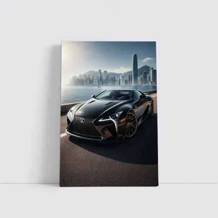 Lexus LC Black City Skyline Background