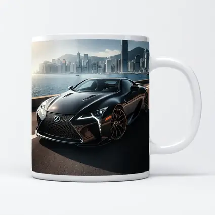 Lexus LC Black City Skyline Background