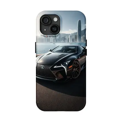 Lexus LC Black City Skyline Background