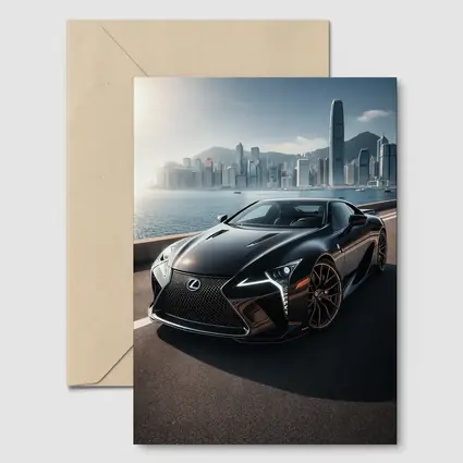 Lexus LC Black City Skyline Background