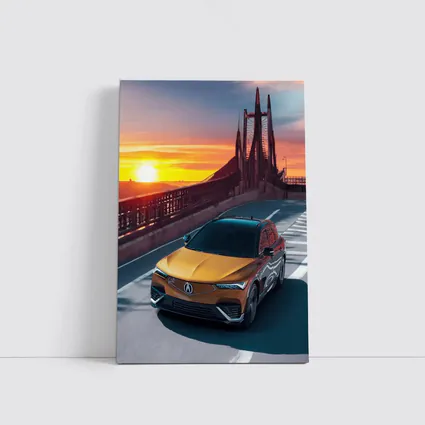 Acura MDX Driving Bridge at Sunset