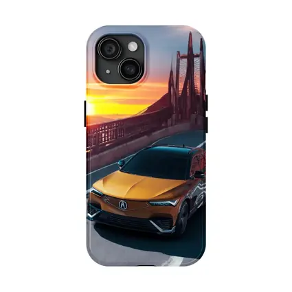 Acura MDX Driving Bridge at Sunset