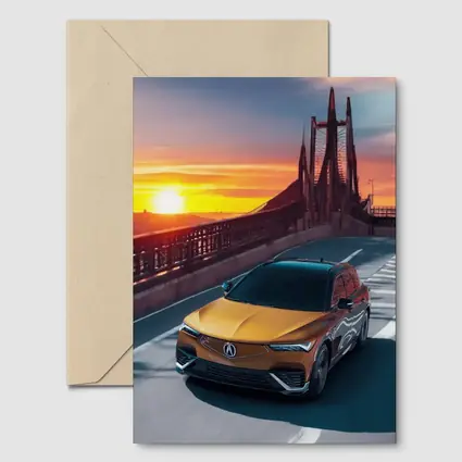 Acura MDX Driving Bridge at Sunset