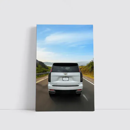 Cadillac Escalade White SUV Open Road