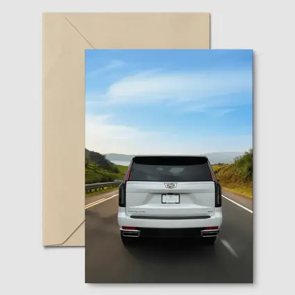 Cadillac Escalade White SUV Open Road