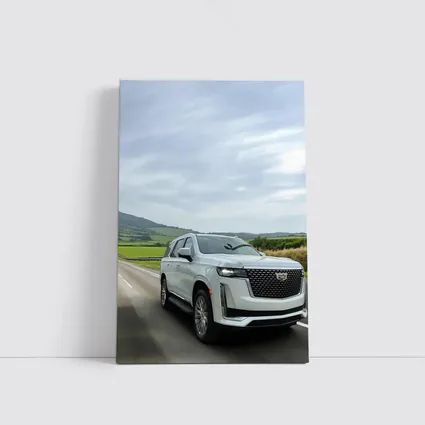 Cadillac Escalade White SUV Open Road