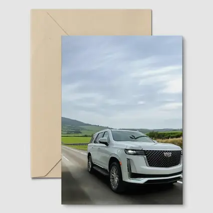 Cadillac Escalade White SUV Open Road