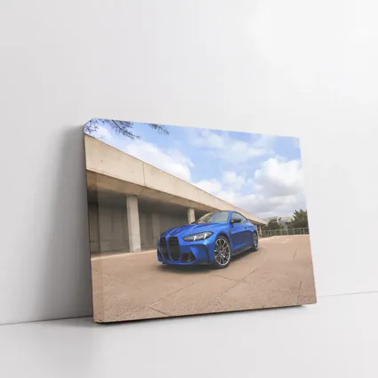 BMW M4 Blue Coupe Concrete Architecture Background